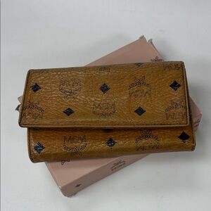 MCM Vintage Clutch Wallet with Logo Pattern